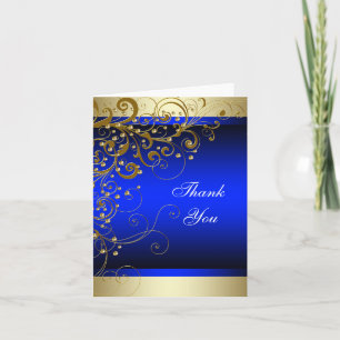 Cartões de Agradecimento Royal Blue Dourado