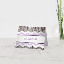 Cartões de Agradecimento Rústicos Chevron Roxo e M