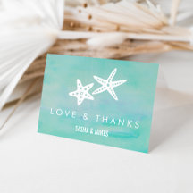 Cartões de Agradecimento Starfish Aqua Casamento