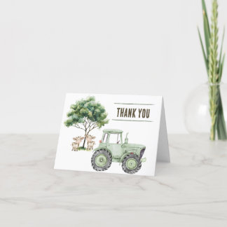 Cartões de Agradecimento Trator Verde Aquarela Faz
