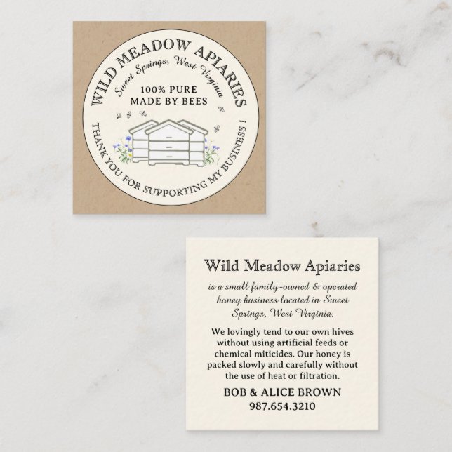 Cartões de agradecimentos 2,5" x 2,5" Colmeias par (Frente/Verso)