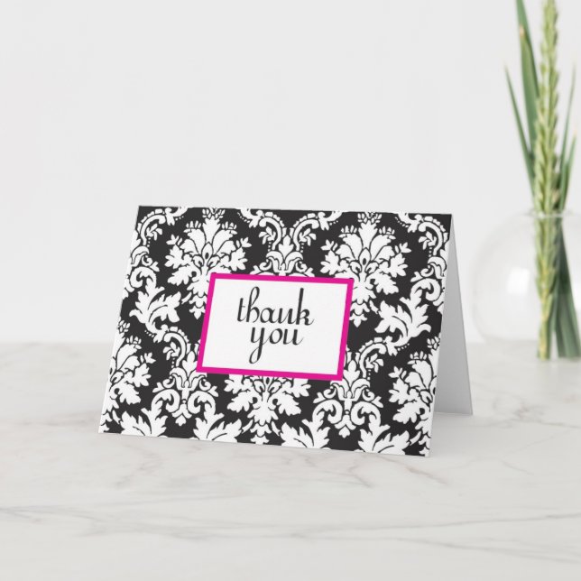 cartões de agradecimentos 2 preto branco e rosa-qu (Frente)