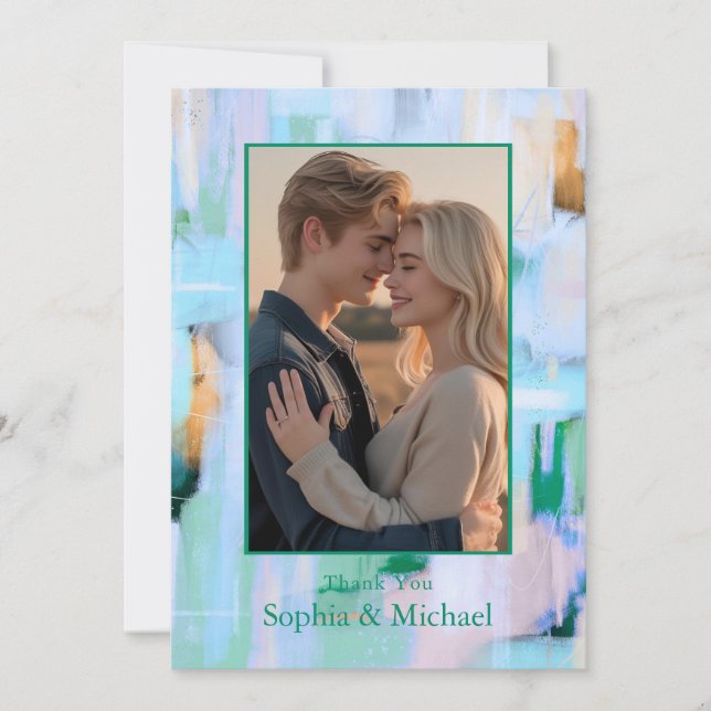 Cartões de agradecimentos Abstrato de Casamento Co (Frente)