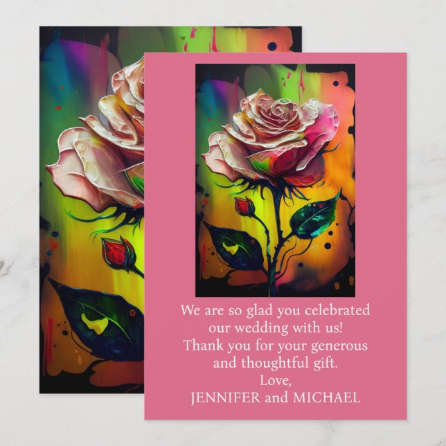 Cartões de agradecimentos abstrato Moderno de Rosa (Frente/Verso)