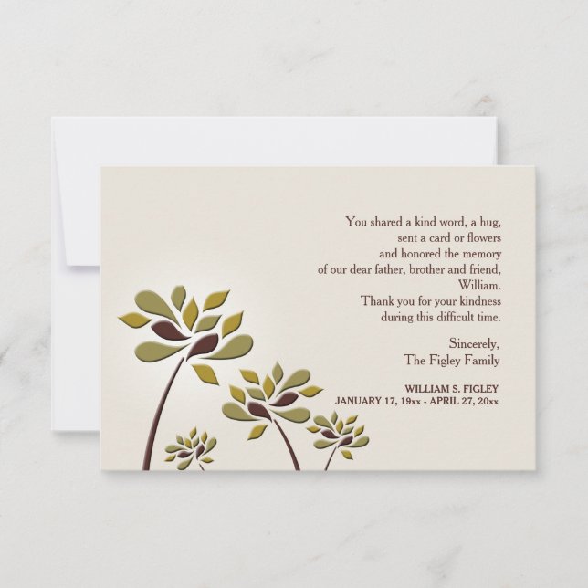 Cartões de agradecimentos afligidos da simpatia (Frente)