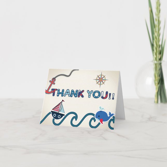 Cartões de agradecimentos Ahoy É um Menino Náutico (Frente)