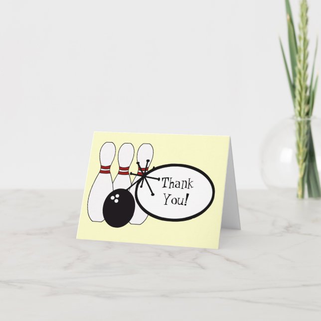 Cartões de agradecimentos amarelos da boliche do (Frente)