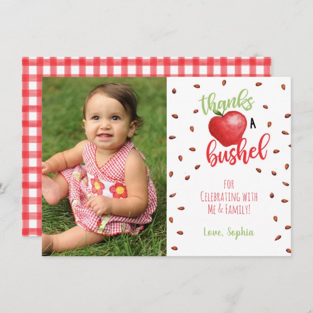 Cartões de agradecimentos Apple com Foto (Frente/Verso)