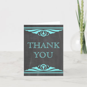 Cartões de agradecimentos Aqua Deco Chalkboard