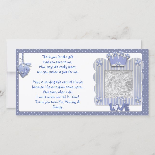 Cartões de agradecimentos azuis do quadro do (Frente)