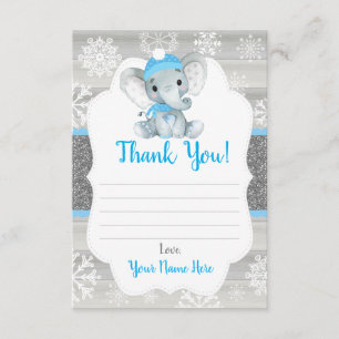 Cartões de agradecimentos azul de elefante de inv