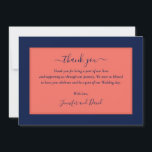 Cartões de agradecimentos azul e coral do Marinho<br><div class="desc">cartões de agradecimentos azul e marinho de corais elegante com roteiro moderno. Personalize facilmente a Internet. Itens correspondentes disponíveis para complementar este cartões de agradecimentos moderno.</div>