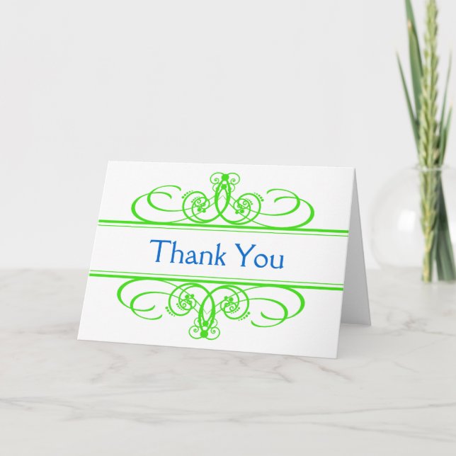 Cartões de agradecimentos azul e verde (Frente)