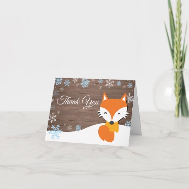 Cartões de agradecimentos azul Raposa de inverno R (Frente)
