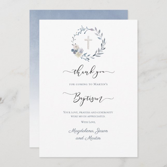 Cartões de agradecimentos batismo (Frente/Verso)