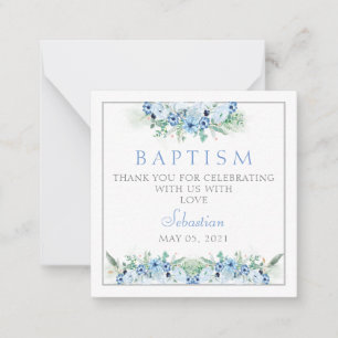Cartões de agradecimentos Batismo Azul Bebê 