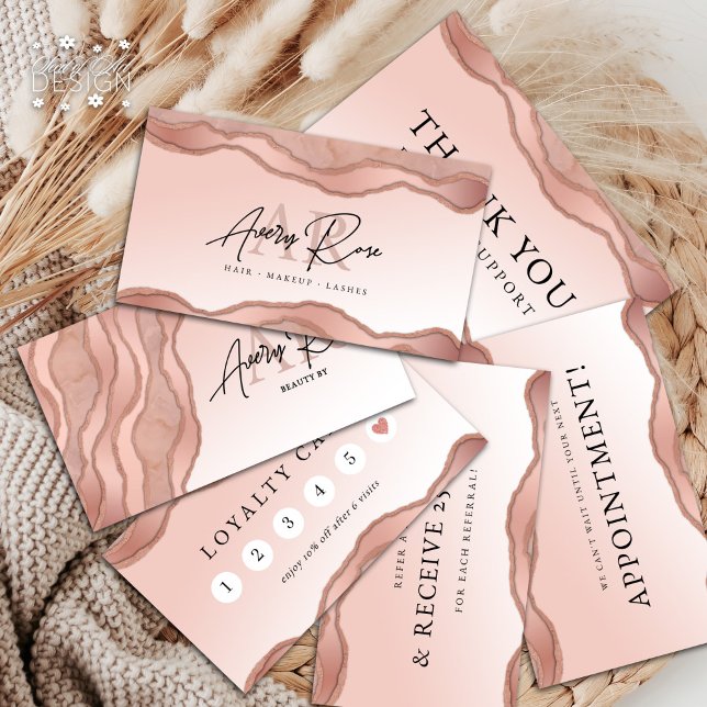 Cartões de agradecimentos Blush Rosa Dourado Marbl (Criador carregado)