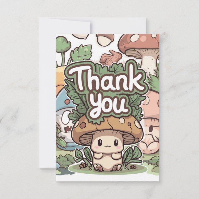 Cartões de agradecimentos Boho Elegante Mushroom (Frente)