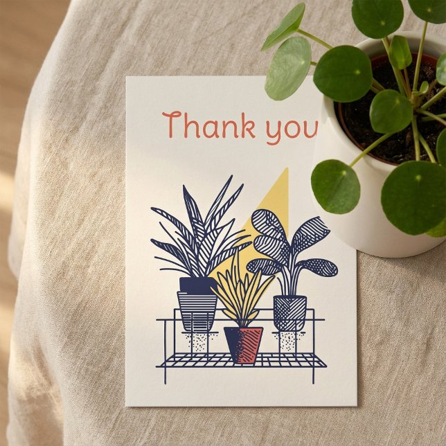 Cartões de agradecimentos Botânico de plantas mode (Modern house plant Botanical Thank You Card)
