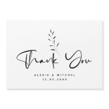 Cartões de agradecimentos Botânico de Script Preto