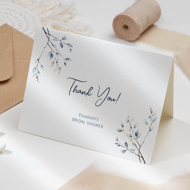 Cartões de agradecimentos Botânico Floral Blue Win (Criador carregado)