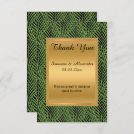 Cartões de agradecimentos BOTÂNICO VERDE METÁLICO 