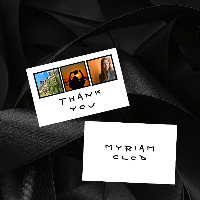 Cartões de agradecimentos branco elegante (Criador carregado)