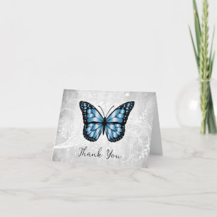Cartões de agradecimentos Brilhante Blue Butterfly