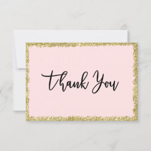Cartões de agradecimentos brilhante rosa e Dourad