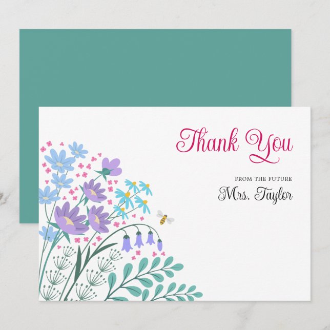 Cartões de agradecimentos Buquê de flores selvagen (Frente/Verso)