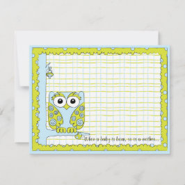 Cartões de agradecimentos chá de fraldas, Coruja A
