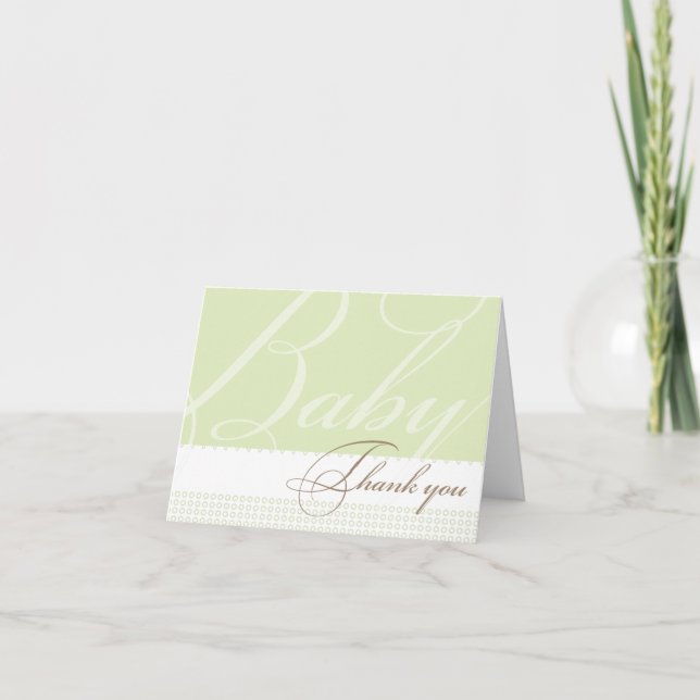 Cartões de agradecimentos Chá de fraldas verde (Frente)