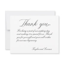 Cartões de agradecimentos Clássico de Casamento da