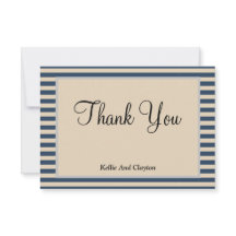 Cartões de agradecimentos com Frame de Stripes Azu