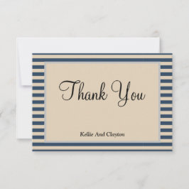 Cartões de agradecimentos com Frame de Stripes Azu