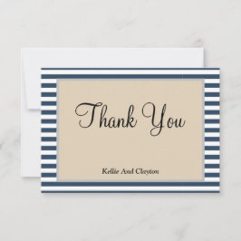 Cartões de agradecimentos com Frame de Stripes Azu