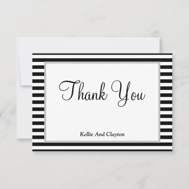 Cartões de agradecimentos com moldura de faixas br (Frente)