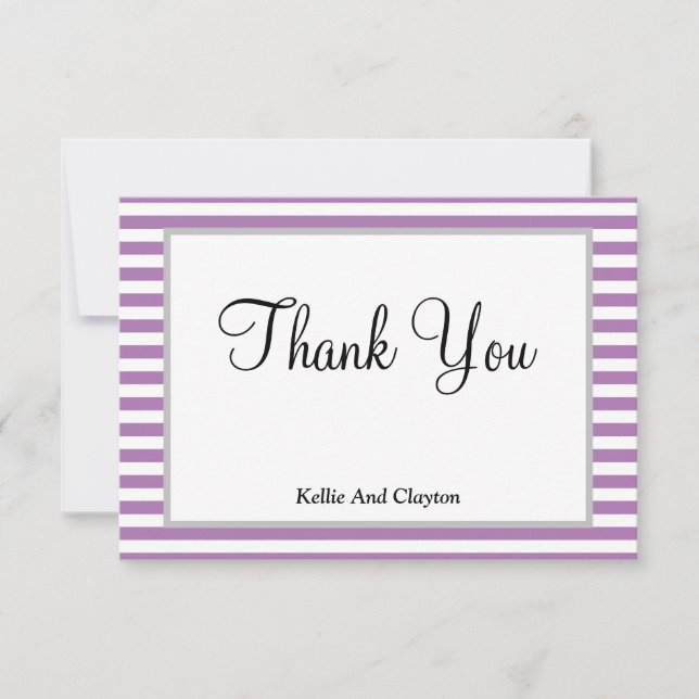 Cartões de agradecimentos com moldura de tiras rox (Frente)