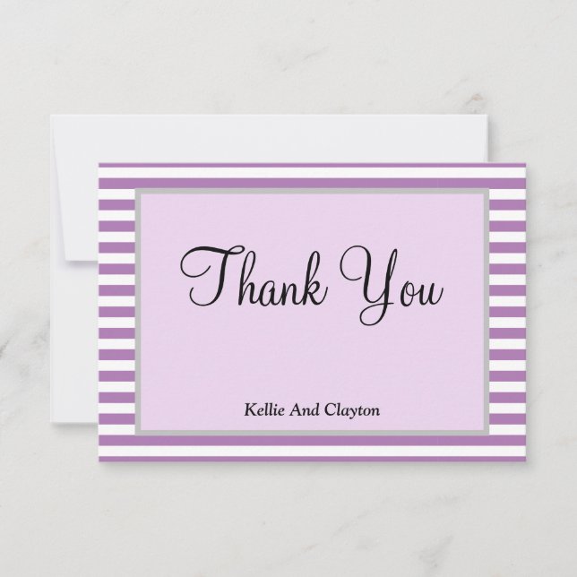 Cartões de agradecimentos com moldura de tiras rox (Frente)