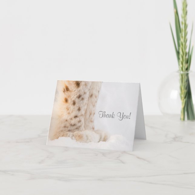 Cartões de agradecimentos com patas de lince de ou (Frente)