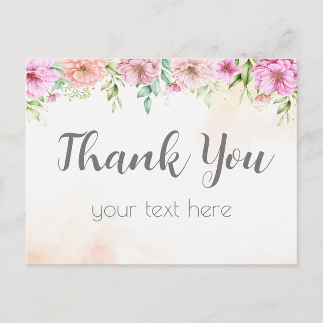 cartões de agradecimentos com rosa floral com aqua (Frente)