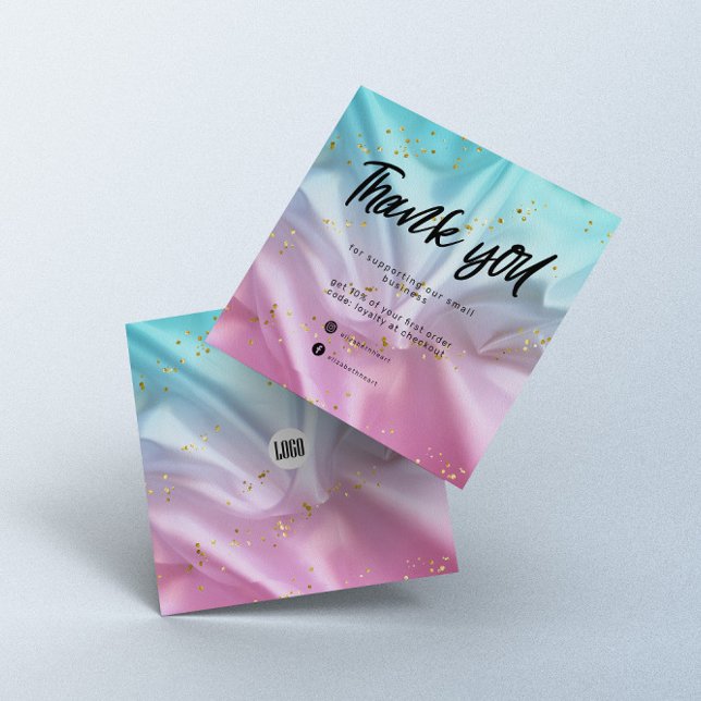 Cartões de agradecimentos Comercial Glitter de Sat (Criador carregado)