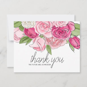 Cartões de agradecimentos cor-de-rosa do chá de