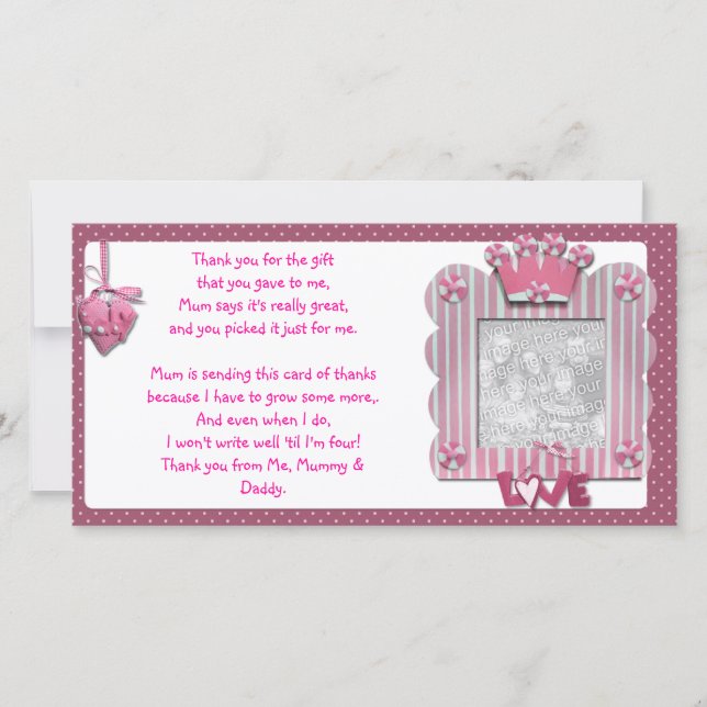 Cartões de agradecimentos cor-de-rosa do quadro do (Frente)