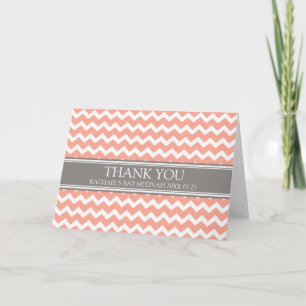Cartões de agradecimentos Coral Cinza Chevron Bat