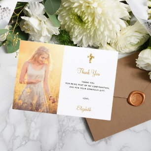 Cartões de agradecimentos cruzado de foto de confi