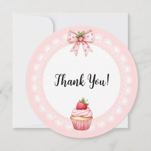 Cartões de agradecimentos cupcake redondo Chá de f