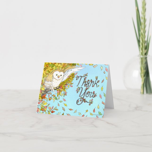 Cartões de agradecimentos da coruja do outono (Frente)