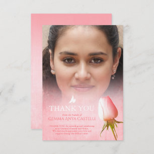 Cartões de agradecimentos da família de fotos rosa