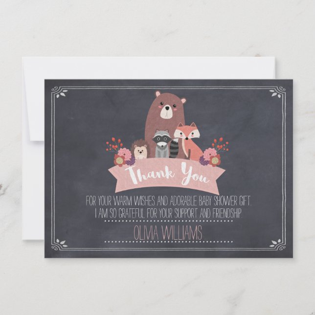 Cartões de agradecimentos da floresta das meninas (Frente)